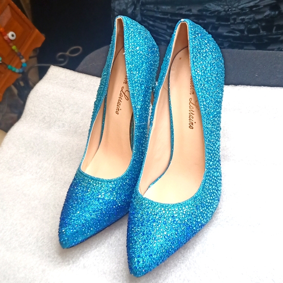Lauren Lorraine Blue Glitter Pumps - Picture 5 of 7